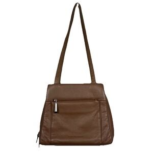 Vintage Stone Mountain Women's Shoulder Purse Bag Brown Leather‎ Zipper Pockets